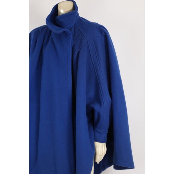 Vintage Cuddle Coat Blue Mock Neck Pleated Cape Coat One Size - Picture 11 of 16